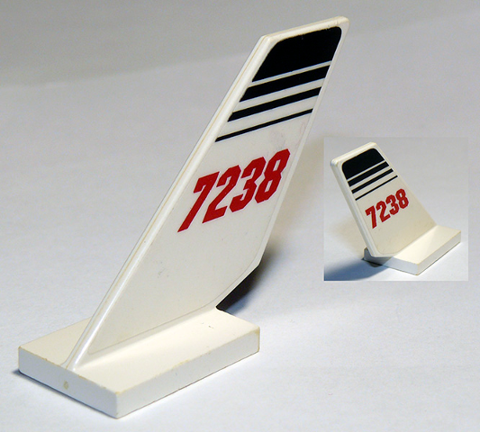 Lego Tail Shuttle with '7238' and Black Lines Pattern on Both Sides (Stickers) - Set 7238 / White