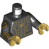 Lego Torso Armor, Silver Lines, Gold Webbing Print, Black Arms with Gold Webbing Print, Pearl Gold Hands / Black