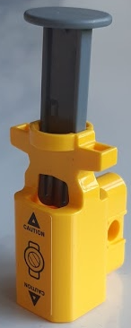Lego Projectile Launcher, Net Shooter with Dark Bluish Gray Firing Pin with 'CAUTION' and Triangles on Yellow Background Pattern (Sticker) - Set 60173 / 60175