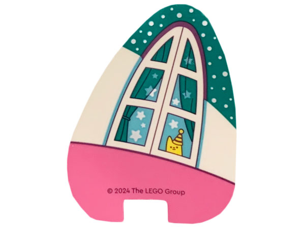 Lego Cat Ear, Dark Turquoise Tip with Window, Curtains, and Cat Print
