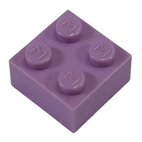 Lego Modulex Brick 2 x 2 with M on Studs / Modulex Violet