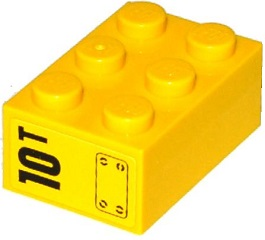 Lego Brick 2 x 3 with '10T' and Hatch Pattern on End Model Left Side (Sticker) - Set 60076