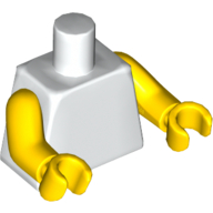 Lego Torso, Yellow Arms and Hands [Plain] / White