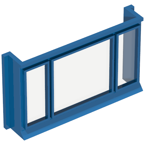 Lego Window 1 x 6 x 3 3-Pane with Glass for Slotted Bricks / Blue