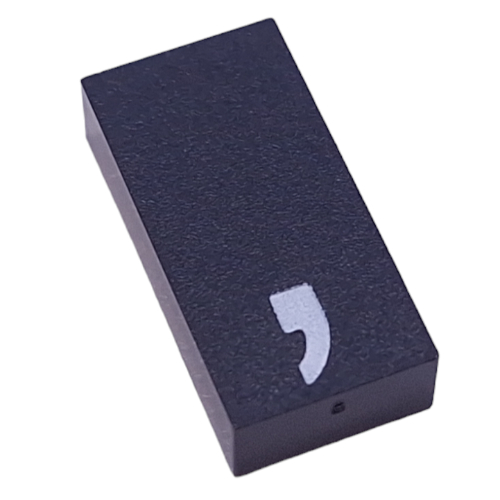 Lego Modulex Tile 2 x 4 with White ',' Print, without Internal Supports / Modulex Tile Blue