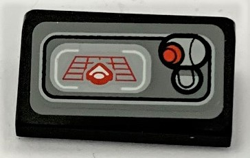 Lego Slope 30 1 x 2 x 2/3 with SW First Order Transporter Screen and Lever with Red Button Pattern (Sticker) - Set 75103 / Black