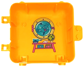 Lego Container, Box 3 x 8 x 6 2/3 Half Back with Porthole, Dolphin, Table, Ship in Bottle, Globe and Books Pattern (Sticker) - Set 41410
