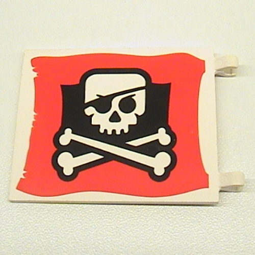 Lego Flag 6 x 4 with Clips with Skull and Crossbones (Eyepatch) Print