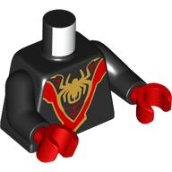 Lego Torso, Gold Spider-Man Logo, Red Webbings Print, Black Arms, Red Hands / Black