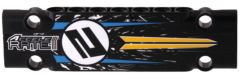 Lego Technic, Panel Plate 3 x 11 x 1 with 'ACCELE RATE' and Number 2 Pattern (Sticker) - Set 42095 / Black