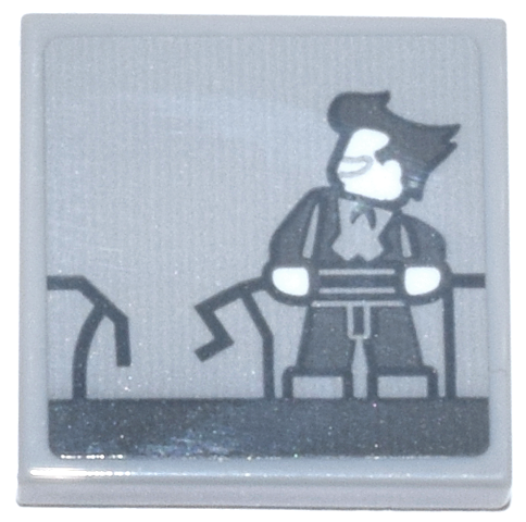 Lego Tile 2 x 2 with Dark Bluish Gray The Joker Minifigure with Broken Handrail, White Head and Hands Pattern (Sticker) - Set 76271