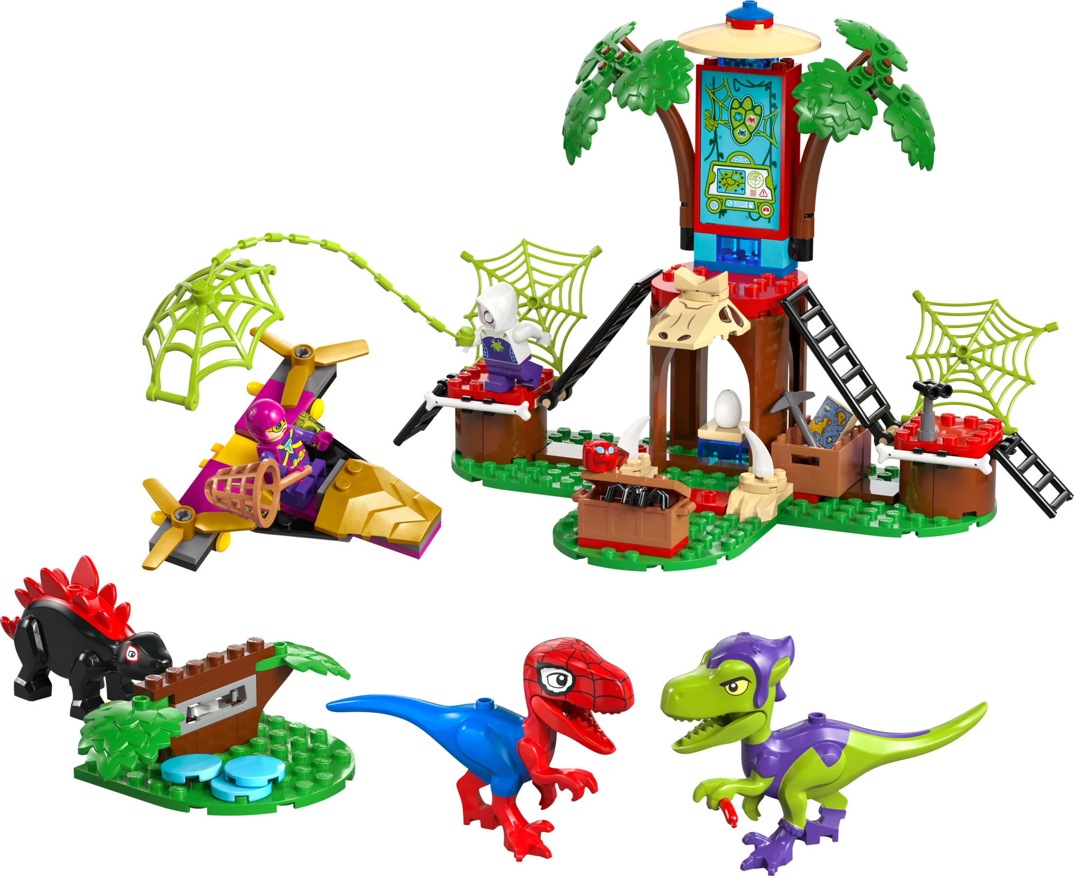 Lego Spidey and Gobby's Raptor Battle at Tree House HQ