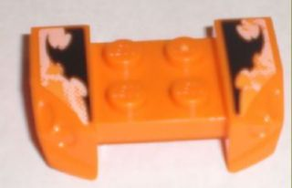Lego Vehicle, Mudguard 2 x 4 with Headlights Overhang with Orange and Black Decorative Pattern on Both Sides (Stickers) - Set 8211