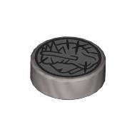 Lego Tile Round 1 x 1 with Scratched Coin, Heads Print / Flat Silver