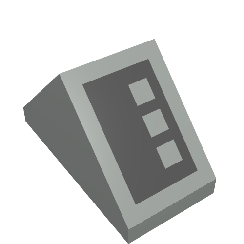 Lego Brick Sloped 45° 2 x 1 Double with Double 3 Button Black Print / Light Gray