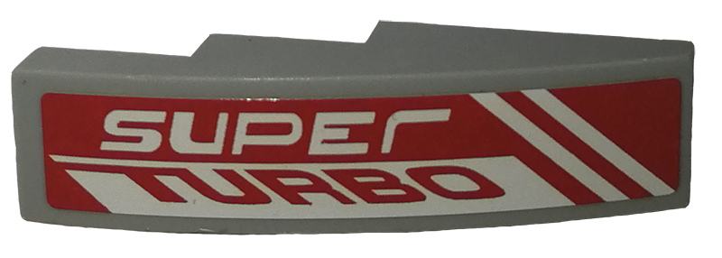 Lego Slope, Curved 4 x 1 with 'SUPER TURBO' Pattern Model Left Side (Sticker) - Set 42039