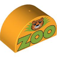 Lego Duplo Brick 2 x 4 x 2 Curved Top with 'Zoo' and Lion Head Print