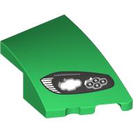 Lego Slope Curved 3 x 2 with Stud Notch Right with Headlight print / Green