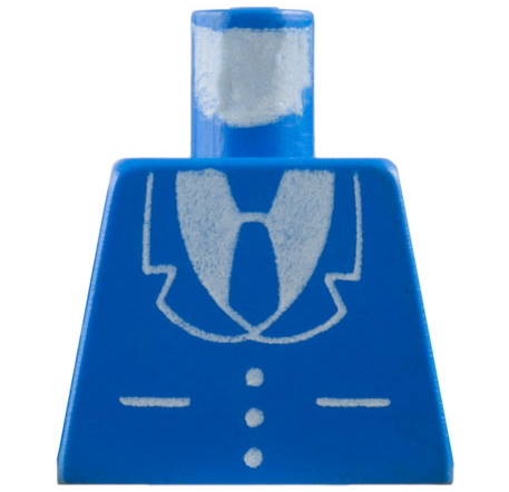 Lego Torso Suit Jacket with Buttons and Pockets over White Shirt, Tie Pattern / Blue