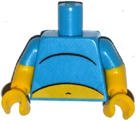 Lego Torso Simpsons Yellow Stomach Pattern / Yellow Arms with Molded Dark Azure Short Sleeves Pattern / Yellow Hands