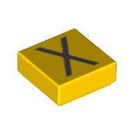 Lego Tile 1 x 1 with letter Capital X Print / Yellow