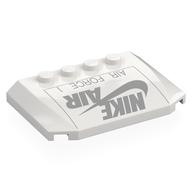 Lego Brick Wedged, Curved Triple 4 x 4 x 2/3 with 2 Studs with Dark Bluish Grey 'NIKE AIR', 'AIR FORCE' print