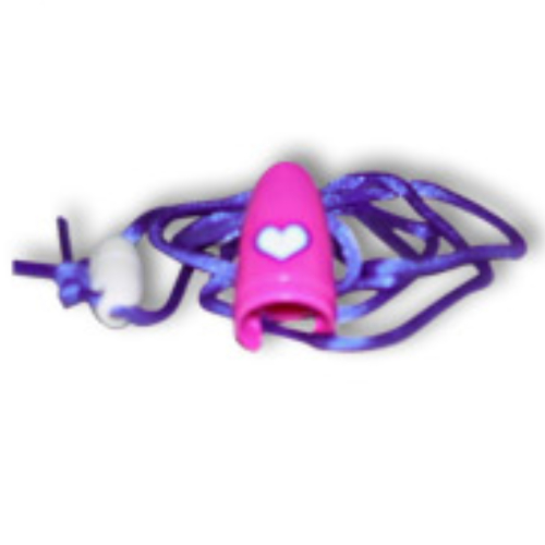 Lego Pen Cap with Dark Purple String and Heart Print