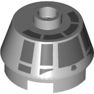Lego Brick Round 2 x 2 Truncated Cone with Dark Bluish Gray Millennium Falcon Cockpit Print / Light Bluish Gray