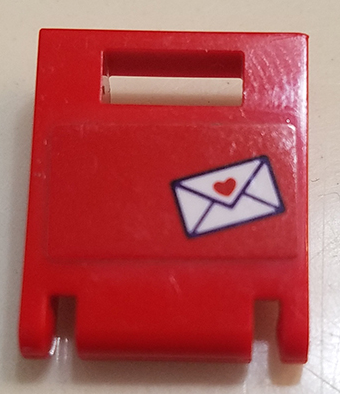 Lego Container, Box 2 x 2 x 2 Door with Slot with Envelope and Heart Pattern (Sticker) - Set 41310
