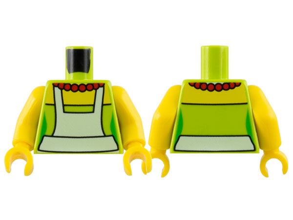 Lego Torso Simpsons Dress with White Apron and Red Necklace Pattern / Yellow Arms / Yellow Hands