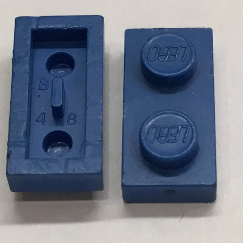 Lego Plate 1 x 2 [Old Style Bottom] / Blue
