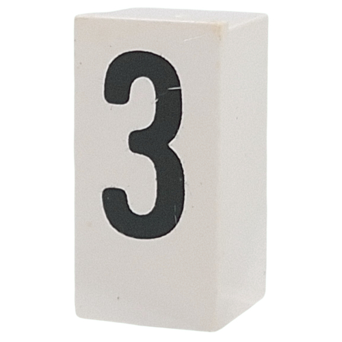 Lego Tile Special 1 x 2 x 5/6 with Stud Hole in End with '3' Print