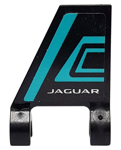 Lego Flag 2 x 2 Trapezoid with Flat Edge with Medium Azure Stripes and White 'JAGUAR' Pattern Model Right Side (Sticker) - Set 76898