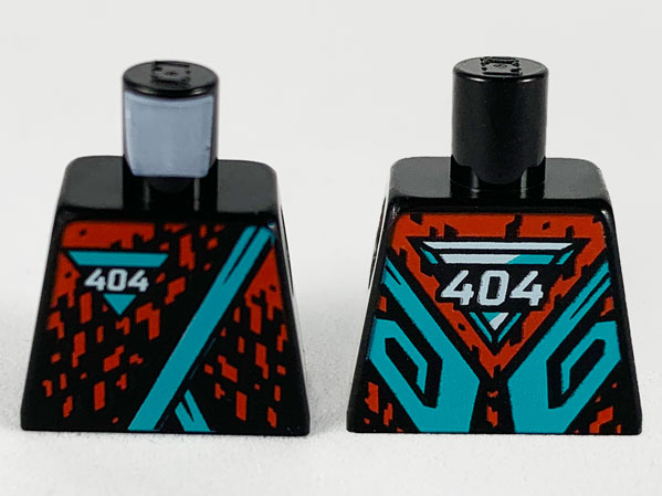 Lego Torso Robe, Dark Turquoise Hems and Triangle with White '404', Red Splotches Pattern / Black