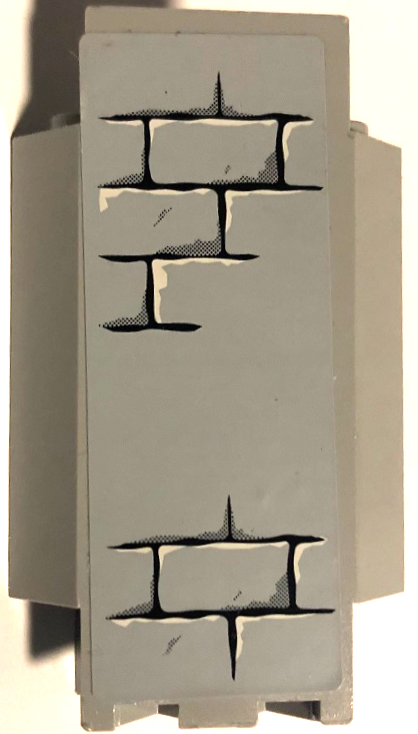 Lego Panel 3 x 3 x 6 Corner Wall with Bricks, Black Mortar and White Highlights Pattern D (Sticker) - Set 7094 / Light Bluish Gray
