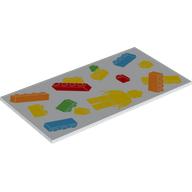 Lego Tile 8 x 16 with LEGO Bricks, Yellow Minifig Print