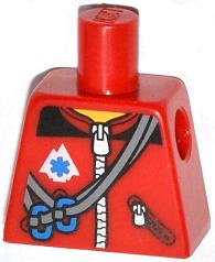 Lego Torso Zipper Jacket with Ropes, Blue Carabiners and EMT Star of Life Pattern / Red