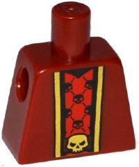 Lego Torso Robe with Gold Trim over Red Shirt with Black Skulls and Belt with Gold Skull Buckle Pattern / Dark Red
