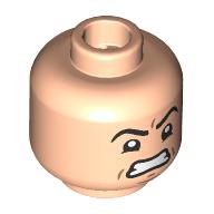 Lego Minifig Head Peter Parker, Black Eyebrows, Open Mouth Smile, Raised Eyebrow / Angry Scowl
