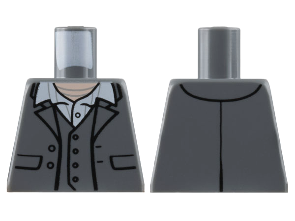 Lego Torso Jacket and Vest, White Shirt Collar, Light Nougat Neck Pattern / Dark Bluish Gray