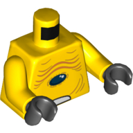 Lego Torso Alien with Skin Folds and Black Eye Print, Yellow Arms, Black Hands