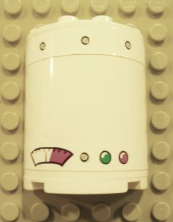 Lego Cylinder Half 2 x 4 x 4 with Gauge, Rivets and 2 Lights Pattern (Stickers) - Set 4981