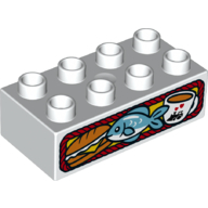 Lego Duplo Brick 2 x 4 with Sub Sandwich, Fish and Cup of Coffee Print