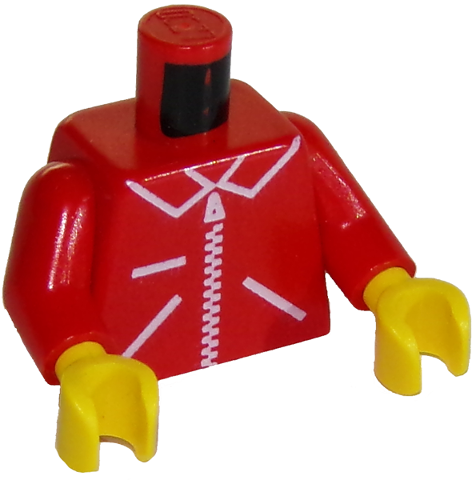 Lego Torso Zipper Straight on Jacket Pattern / Red Arms / Yellow Hands