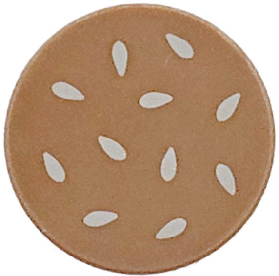 Lego Tile, Round 2 x 2 with Bottom Stud Holder with Tan Sesame Seeds Pattern / Medium Nougat