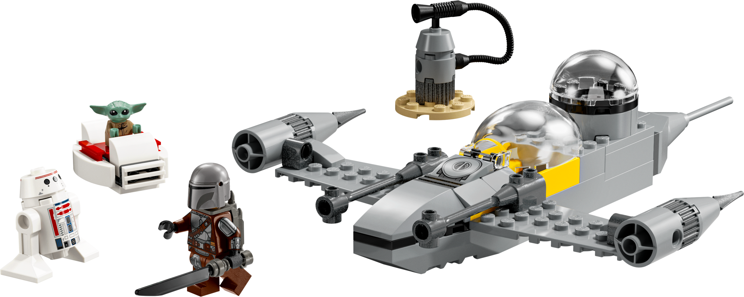 Lego Mando and Grogu's N-1 Starfighter