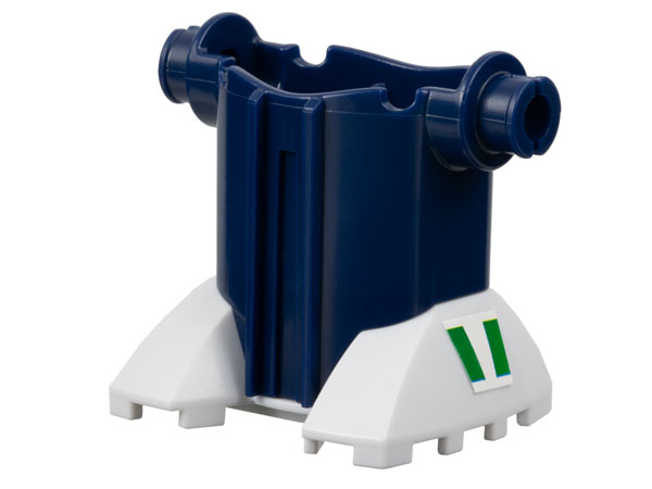 Lego Sports Promo Figure Base with Very Light Bluish Gray Feet with Green Stripes Pattern on Both Sides (Stickers) - Set 7918 / Dark Blue