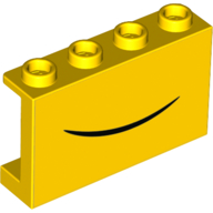 Lego Panel 1 x 4 x 2 with Black Line, Smile Print / Yellow