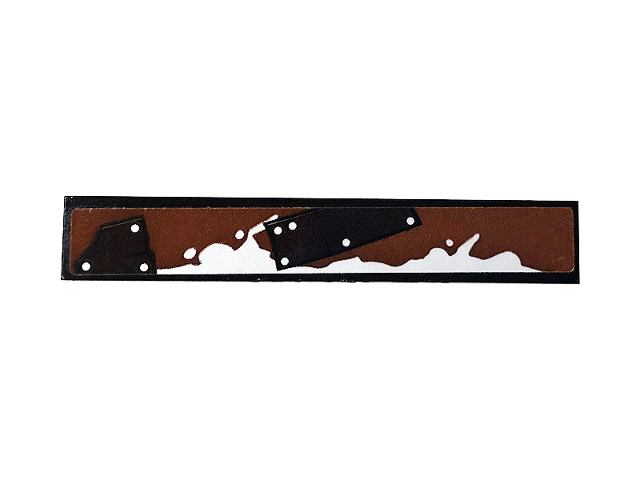 Lego Tile 1 x 6 with Metal Plates and Silver Rivets on Reddish Brown Background Pattern (Sticker) - Set 70915 / Black