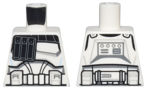 Lego Torso SW Armor Captain Rex, Black Pouches and Detailed Belt Pattern (Clone Wars) / White